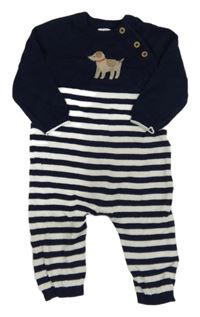 Tmavomodro-bílý pruhovaný overal s pejskem John Lewis