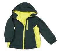 Tmavošedo-žlutá šusťáková jarní bunda s kapucí Little Kids 