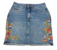 Nové - Modrá riflová sukně s kytičkami Superdry