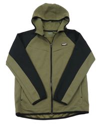 Khaki-černá propínací sportovní mikina s kapucí Primark 