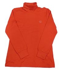 Červené triko s rolákem a výšivkou 