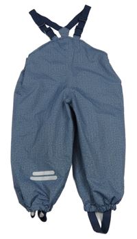 Modro-bílé vzorované šusťákové laclové podšité kalhoty Tchibo