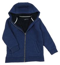 Tmavomodrá propínací zateplená mikina s kapucí Next