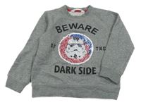 Sivá melírovaná mikina s obrázkem z flitrů H&M