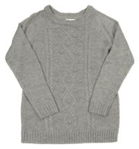 Šedý vzorovaný dlouhý svetr H&M