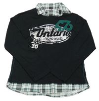 Černé triko se všitou košilí a nápisem Hot&Spicy