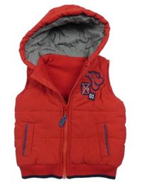 Červená šušťáková zateplená vesta s Tygříkem a kapucňou George