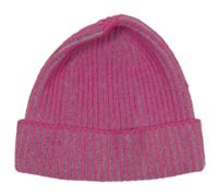 Růžovo-šedá pletená žebrovaná čepice Yigga