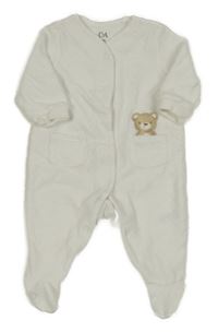 Bílý sametový overal s medvídkem C&A