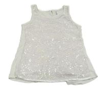 Bílý síťovaný halenkový top s flitry 