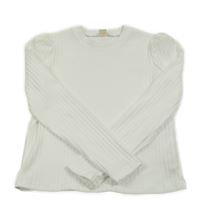 Biele rebrované tričko s nařasenými rukávy