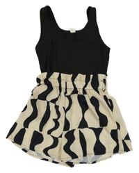 Čierno-béžový kraťasový overal Shein