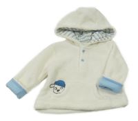 Smetanovo-modrá chlpatá mikina s psíkom a kapucňou C&A