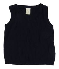 Tmavomodrá vzorovaná pletená vesta H&M