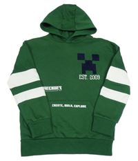 Tmavozelená mikina s Minecraft s kapucí Primark