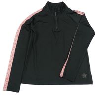 Černo-růžová sportovní crop miina s rolákom Tu