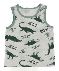 Bielo-zelené tielko s dinosaurami