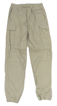 Světlebéžové cargo cuff plátěné kalhoty H&M
