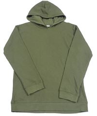 Khaki rebrovaná mikina s kapucňou Tu