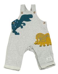 Světlešedé melírované laclové tepláky s dinosaury M&S