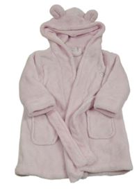 Svetloružový plyšový župan so sloníkem a kapucňou s uškami zn. BABYTOWN