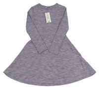 Nové - fialovo-modrozelené melírované žebrované úpletové šaty George