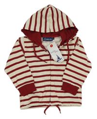 Smetanovo-bordó pruhovaná prepínaci mikina s kapucňou Sable et Mer