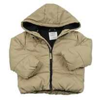 Béžová prešívaná šušťáková zimná bunda s kapucňou F&F