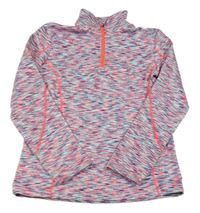 Kriklavoě korálovo-mentolovo-bielo-tmavomodrá melírovaná thermo mikina crivit