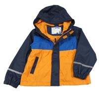 Tmavomodro-cobaltově modro-oranžová nepromokavá jarní bunda s kapucí Kiki&Koko