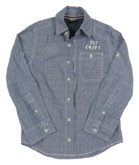 Modro-biela kockovaná vzorovaná košeľa s číslom SEVEN ONE SEVEN