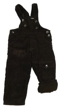 Tmavohnedé menšestrové na traké podšité nohavice s autom