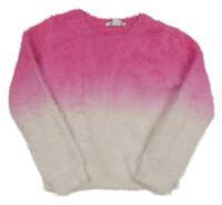 Tmavorůžovo-světlerůžový ombré chlupatý svetr PRIMARK