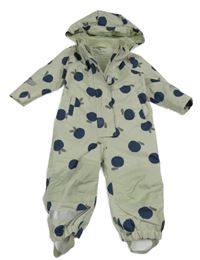 Světleolivová šusťáková jarní kombinéza s jablíčky a odepínací kapucí TCM