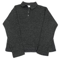 Tmavošedo-čierny melírovaný sveter s golierikom ZARA