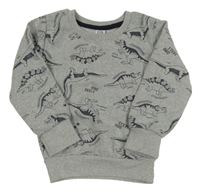 Sivá melírovaná mikina s dinosaurami Kiki&Koko