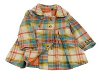 Kockovaný vlnený podšitý kabát s golierikom Mexx