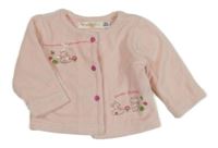 Svetloružová zamatová prepínaci podšitá mikina so zvieratkami Baby bol