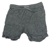 Modrošedo-tmavomodré melírované chino ľanové kraťasy Matalan