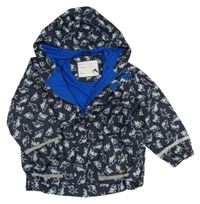 Tmavomodrá nepromokavá jarná bunda so žralokmi a kapucňou Kiki&Koko