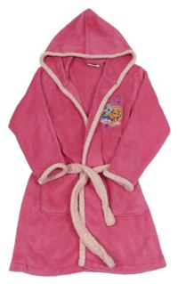 Růžovo-světlerůžový plyšový župan s PAW PATROL a kapucí nickelodeon
