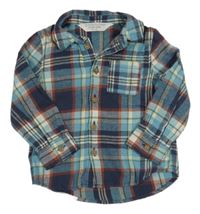 Modro-tmavomodro-kostkovaná košile PRIMARK