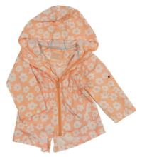 Světleoranžovo-biela kvetovaná šušťáková parka s kapucňou YD