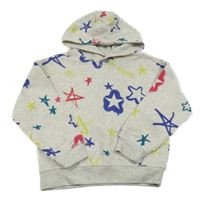 Světlešedá melírovaná mikina s hvězdičkami a kapucí PRIMARK