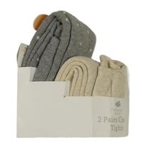 Nové - 2x - Melírované teplé punčocháče - Šedé s puntíky, světlebéžové s čumáčkem PRIMARK