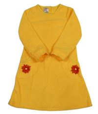 Oranžovožluté fleecové šaty s kvetmi