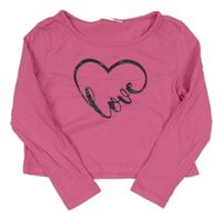 Tmavoružové crop tričko so srdiečkom s nápisom Kids