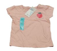 Nové - svetloružové tričko s jahůdkou PRIMARK