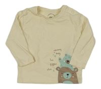 Smetanové triko s medvídky a nápisy S. Oliver