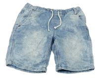 Modro-bílé plísňové teplákové riflové kraťasy POCOPIANO